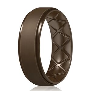 Egnaro Brown Silicone Wedding Band Everyday Ring, Size 14